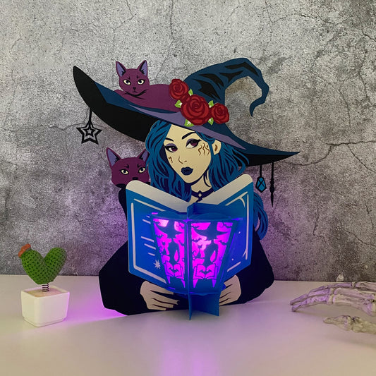 Witches Read Books - 3D Halloween Paper Lantern File - Cricut File  - VEKTOR KRAFT