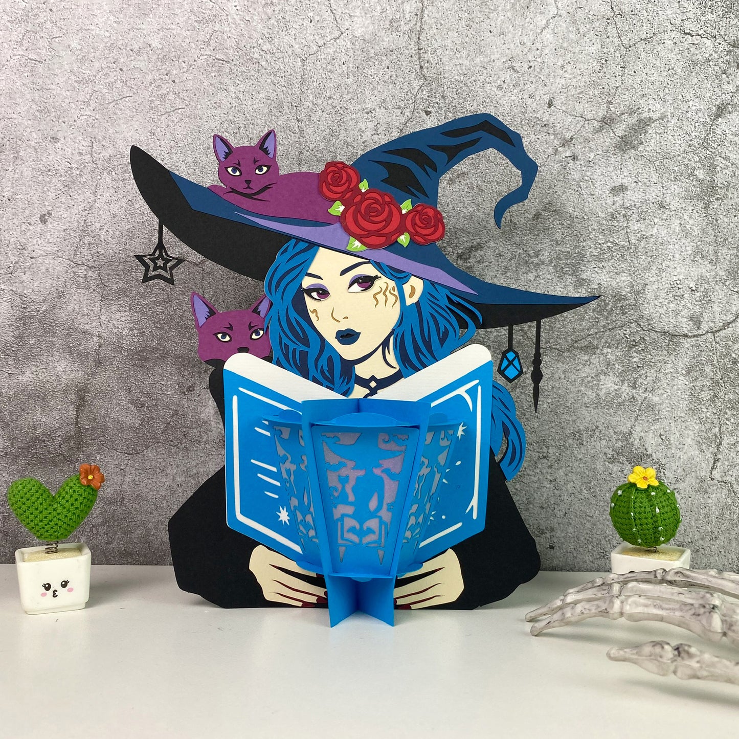 Witches Read Books - 3D Halloween Paper Lantern File - Cricut File  - VEKTOR KRAFT