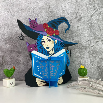 Witches Read Books - 3D Halloween Paper Lantern File - Cricut File  - VEKTOR KRAFT