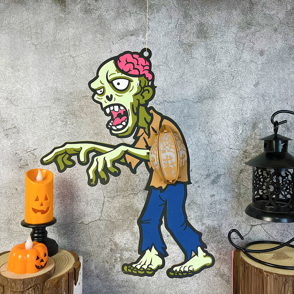 Zombie - 3D Halloween Paper Lantern File - Cricut File  - VEKTOR KRAFT