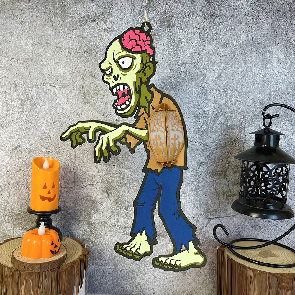 Zombie - 3D Halloween Paper Lantern File - Cricut File  - VEKTOR KRAFT