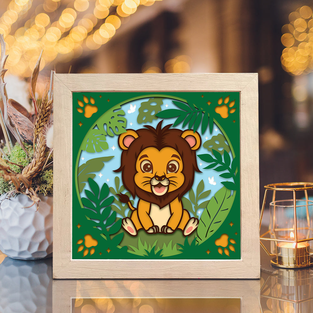 Lion Jungle – 3D Shadow Box SVG File for Cricut & Silhouette
