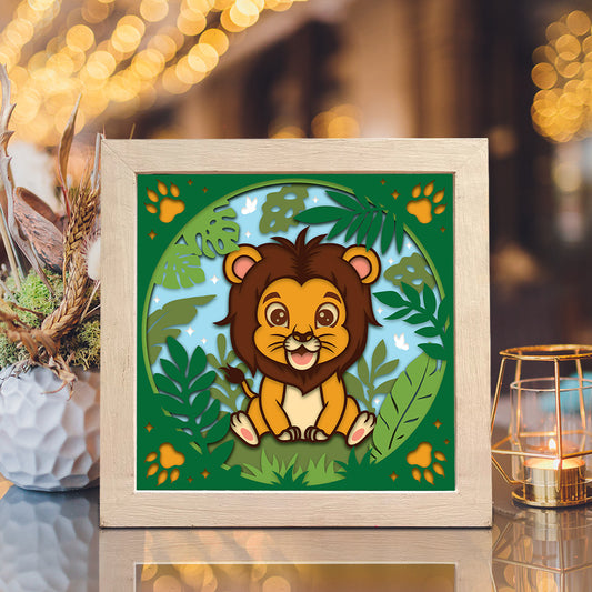 Lion Jungle – 3D Shadow Box SVG File for Cricut & Silhouette