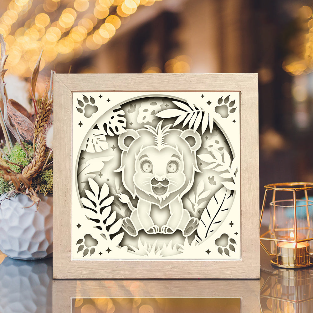 Lion Jungle – 3D Shadow Box SVG File for Cricut & Silhouette