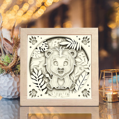Lion Jungle – 3D Shadow Box SVG File for Cricut & Silhouette