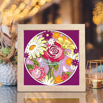 Mason Jar Bouquet – 3D Shadow Box SVG File for Cricut & Silhouette