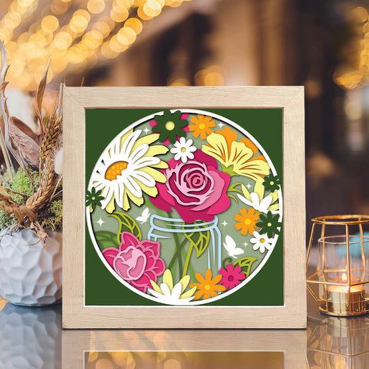 Mason Jar Bouquet – 3D Shadow Box SVG File for Cricut & Silhouette