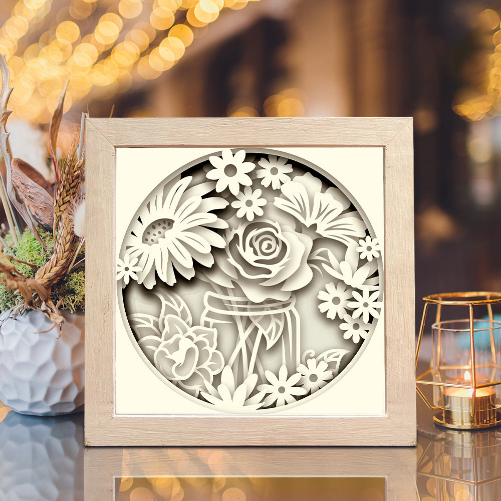 Mason Jar Bouquet – 3D Shadow Box SVG File for Cricut & Silhouette