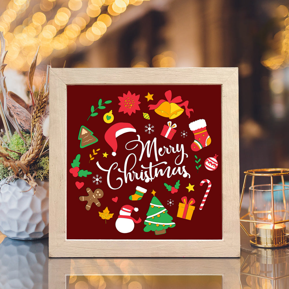 Merry Christmas 2 – 3D Shadow Box SVG File for Cricut & Silhouette