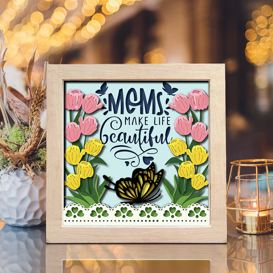 Mother's Day Quote Tulip Flower – 3D Shadow Box SVG File for Cricut & Silhouette