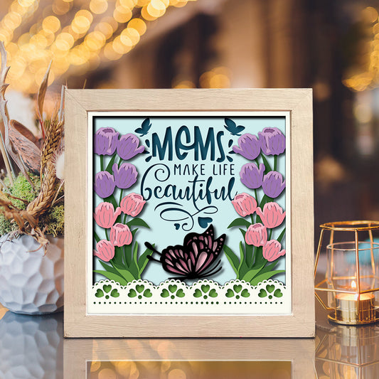 Mother's Day Quote Tulip Flower – 3D Shadow Box SVG File for Cricut & Silhouette