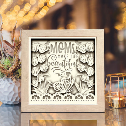 Mother's Day Quote Tulip Flower – 3D Shadow Box SVG File for Cricut & Silhouette