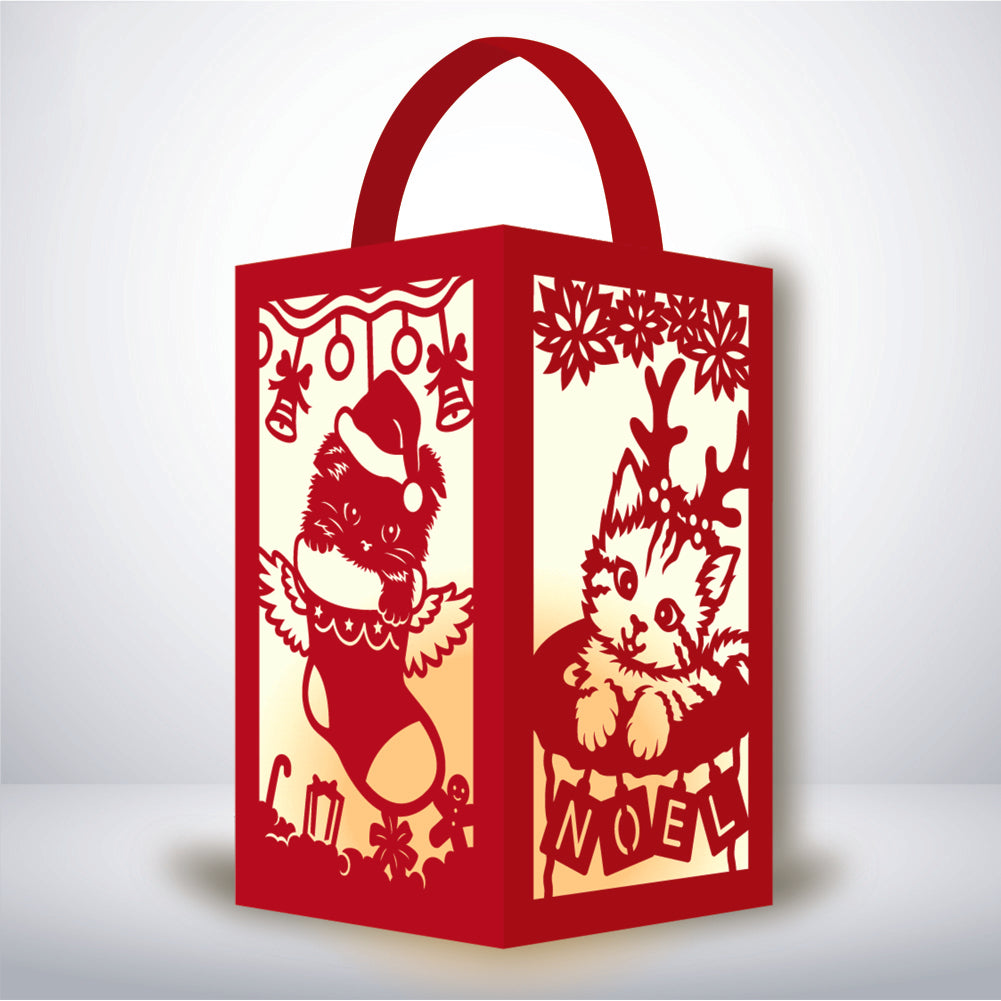 Cat Christmas - 3D Paper Lantern File 1  - Cricut File  - VEKTOR KRAFT