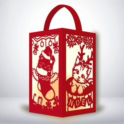 Cat Christmas - 3D Paper Lantern File 1  - Cricut File  - VEKTOR KRAFT