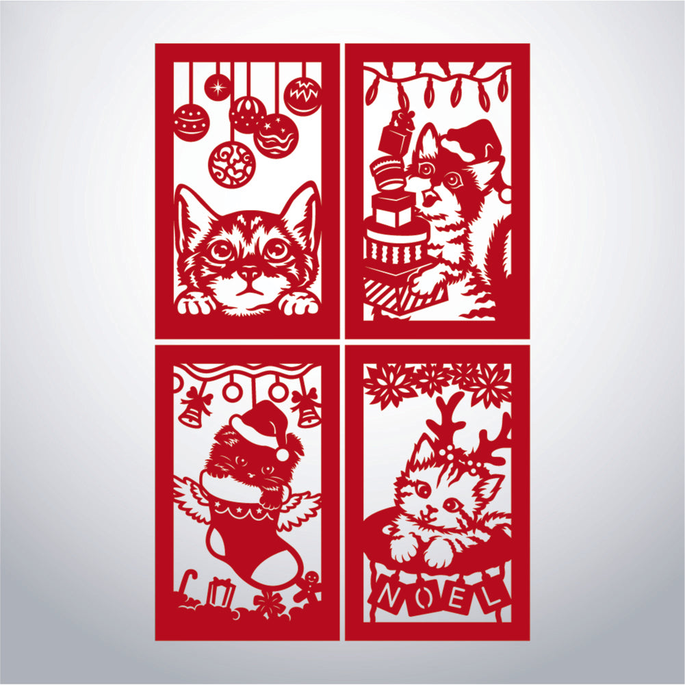 Cat Christmas - 3D Paper Lantern File 1  - Cricut File  - VEKTOR KRAFT