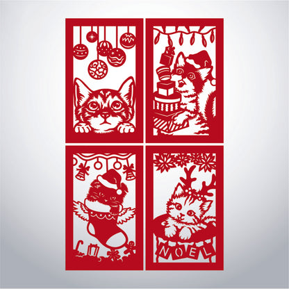 Cat Christmas - 3D Paper Lantern File 1  - Cricut File  - VEKTOR KRAFT