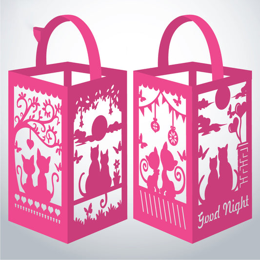 Cat Couple - 3D Paper Lantern File 1  - Cricut File  - VEKTOR KRAFT