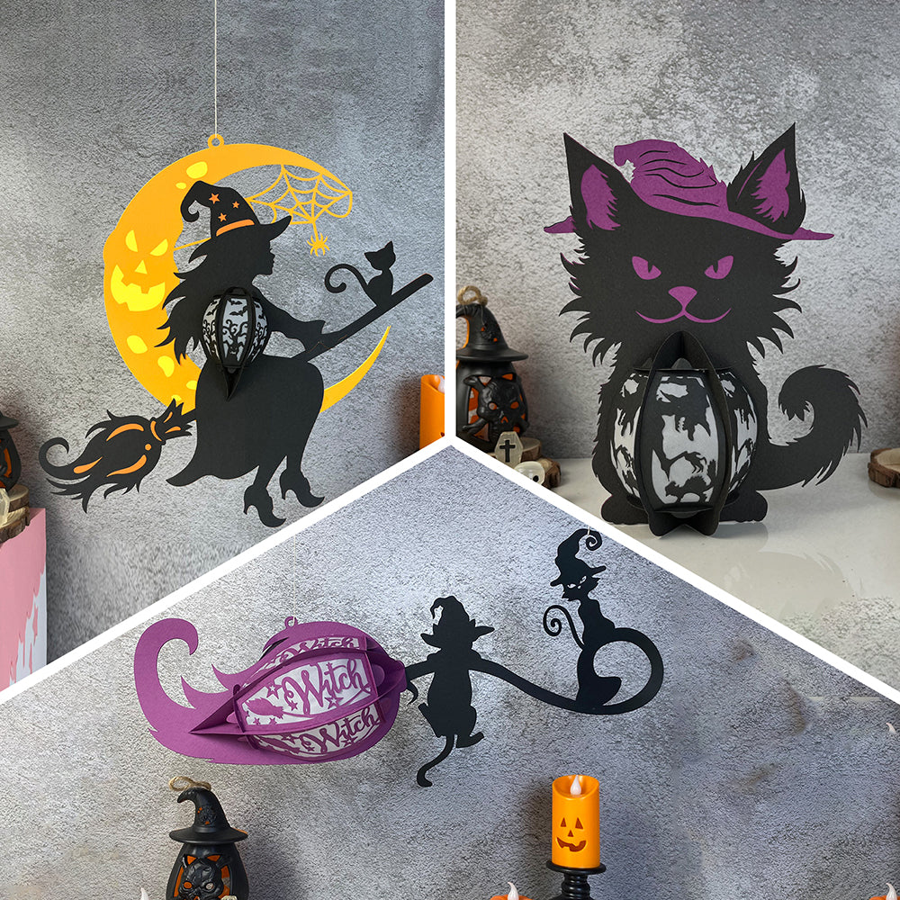 Pack 3 Halloween 1 - 3D Halloween Paper Lantern File - Cricut File  - VEKTOR KRAFT
