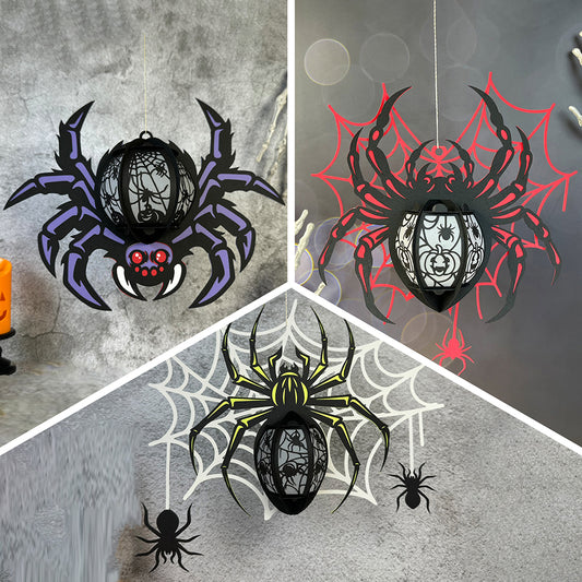 Pack 3 Halloween Spider - 3D Halloween Paper Lantern File - Cricut File  - VEKTOR KRAFT