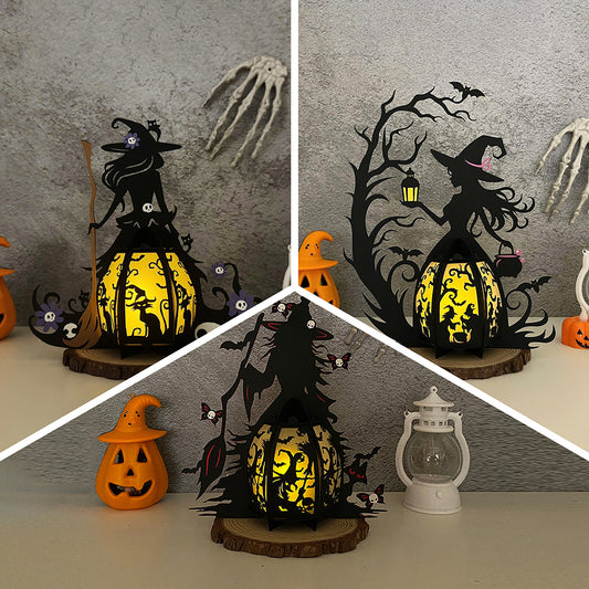 Pack 3 Witch - 3D Halloween Paper Lantern File - Cricut File  - VEKTOR KRAFT