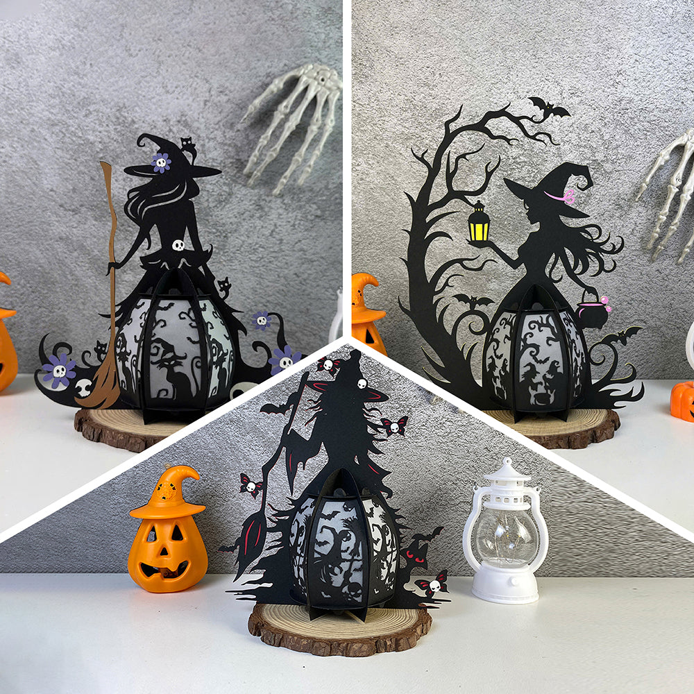Pack 3 Witch - 3D Halloween Paper Lantern File - Cricut File  - VEKTOR KRAFT