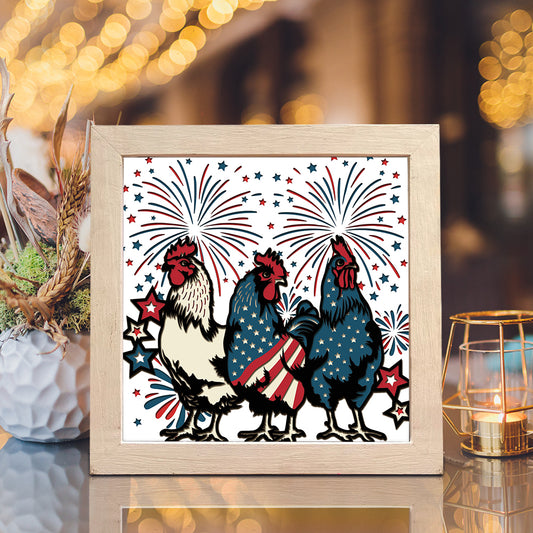 Patriotic USA Chicken – 3D Shadow Box SVG File for Cricut & Silhouette