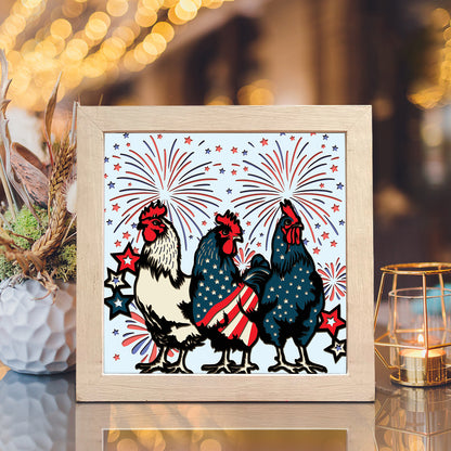 Patriotic USA Chicken – 3D Shadow Box SVG File for Cricut & Silhouette