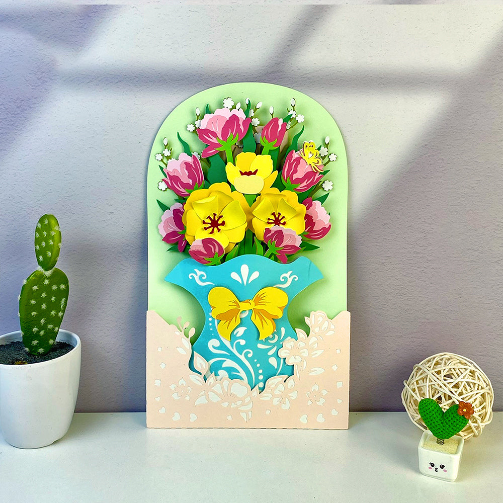 Flower Vase 2 – 3D Pop-Up Card SVG File for Cricut & Silhouette