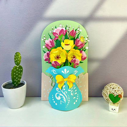 Flower Vase 2 – 3D Pop-Up Card SVG File for Cricut & Silhouette