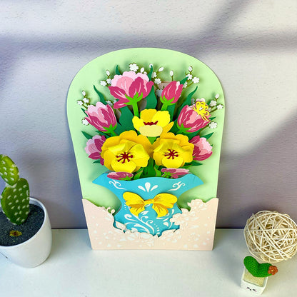 Flower Vase 2 – 3D Pop-Up Card SVG File for Cricut & Silhouette