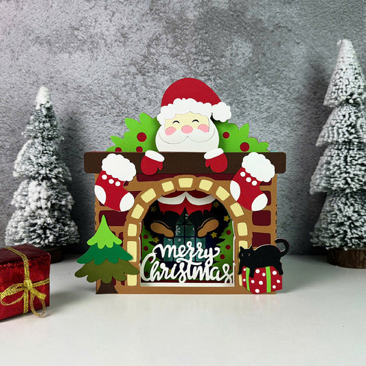 Fireplace – 3D Christmas Paper Pop-up Card File - Cricut File - VEKTOR KRAFT