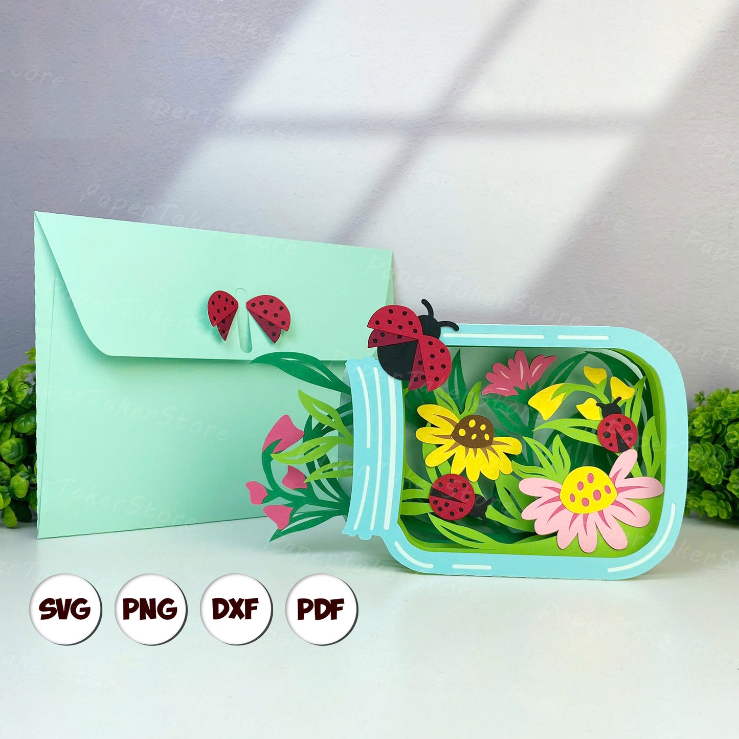 Flower Ladybug – 3D Pop-Up Card SVG File for Cricut & Silhouette