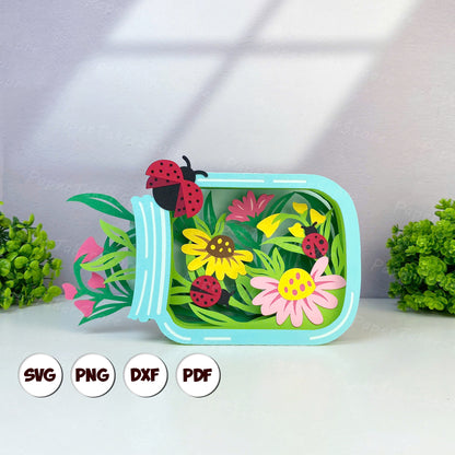 Flower Ladybug – 3D Pop-Up Card SVG File for Cricut & Silhouette