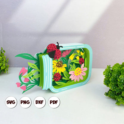 Flower Ladybug – 3D Pop-Up Card SVG File for Cricut & Silhouette