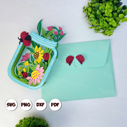 Flower Ladybug – 3D Pop-Up Card SVG File for Cricut & Silhouette