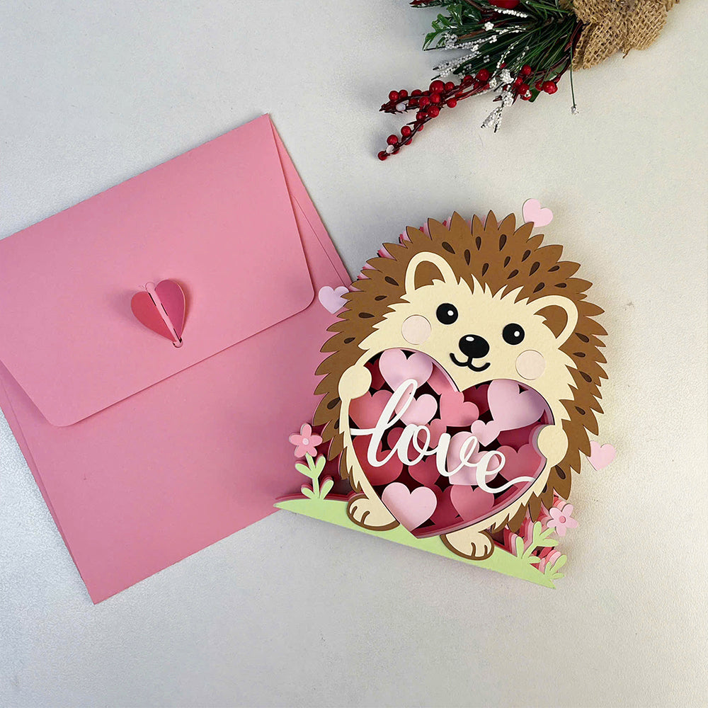 Hedgehog Valentines – 3D Pop-Up Card SVG File for Cricut & Silhouette