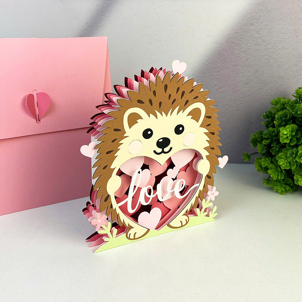 Hedgehog Valentines – 3D Pop-Up Card SVG File for Cricut & Silhouette
