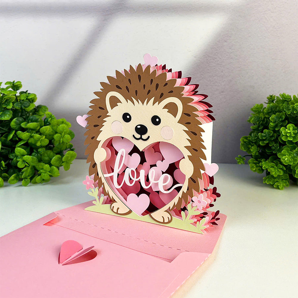 Hedgehog Valentines – 3D Pop-Up Card SVG File for Cricut & Silhouette