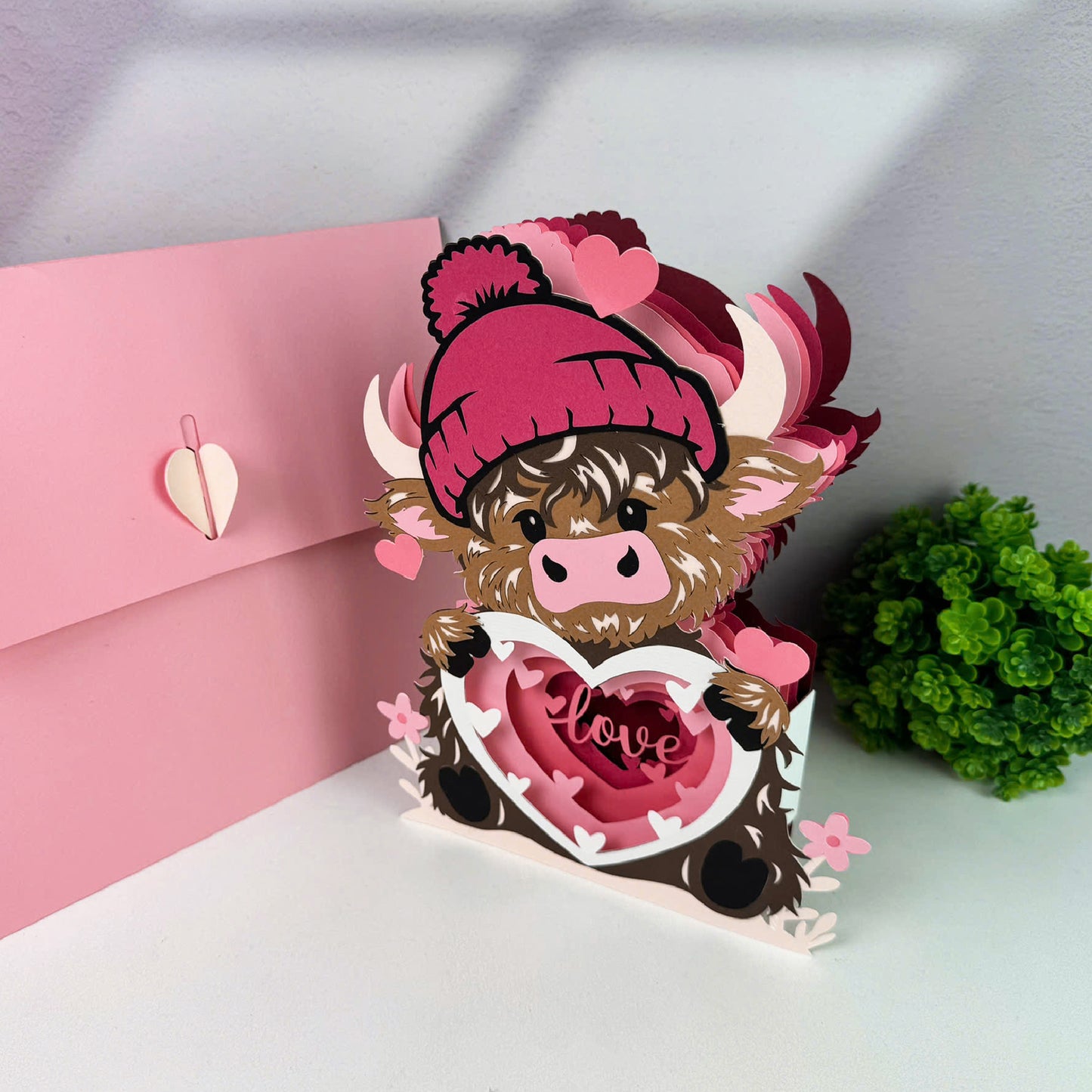 Highland Cow Valentines – 3D Pop-Up Card SVG File for Cricut & Silhouette