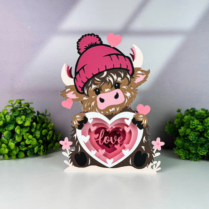 Highland Cow Valentines – 3D Pop-Up Card SVG File for Cricut & Silhouette