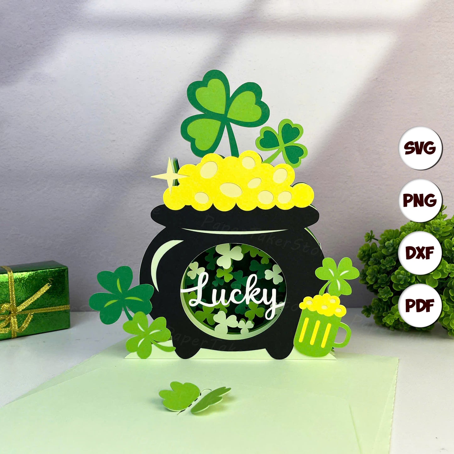 St. Patrick's Day Pot – 3D Pop-Up Card SVG File for Cricut & Silhouette