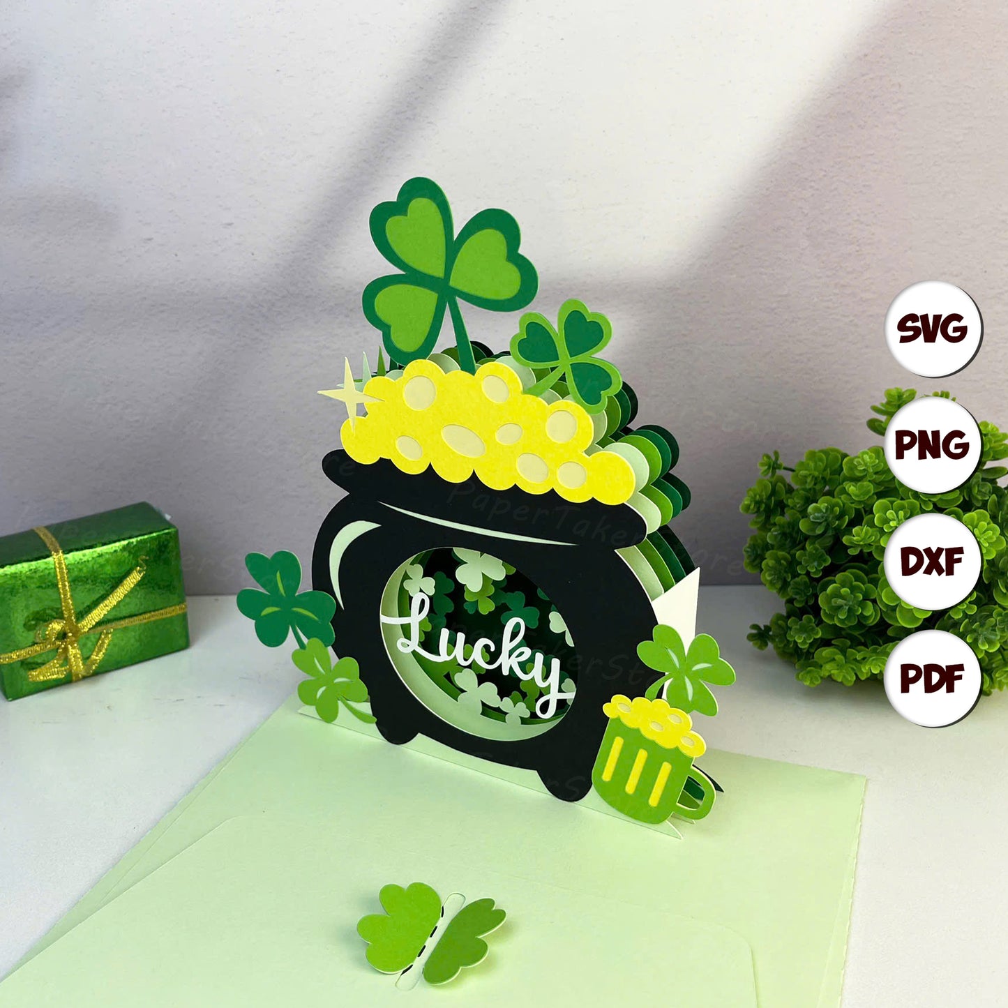St. Patrick's Day Pot – 3D Pop-Up Card SVG File for Cricut & Silhouette