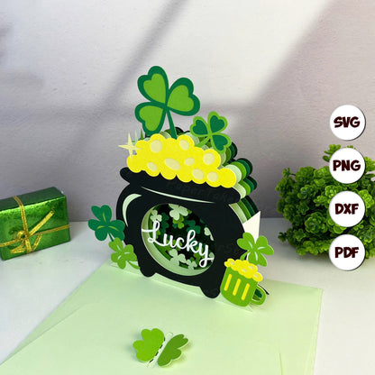 St. Patrick's Day Pot – 3D Pop-Up Card SVG File for Cricut & Silhouette