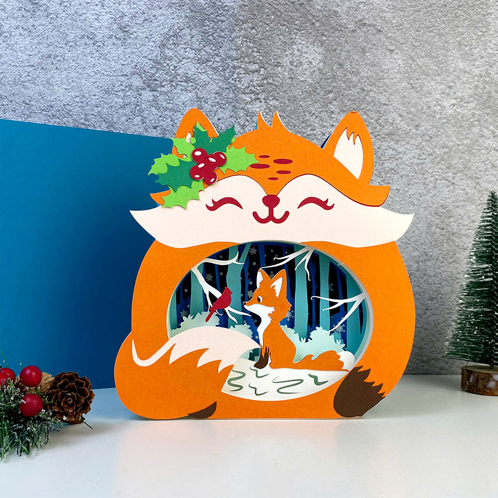 Christmas Fox – 3D Pop-Up Card SVG File for Cricut & Silhouette