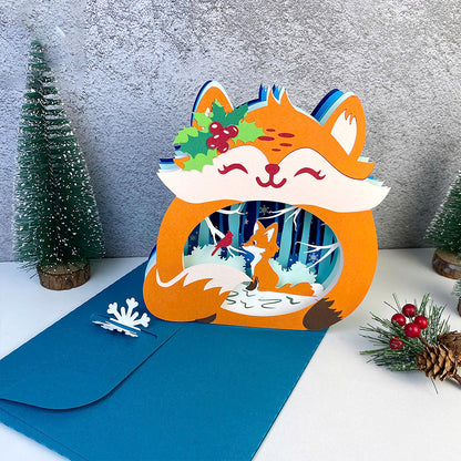 Christmas Fox – 3D Pop-Up Card SVG File for Cricut & Silhouette