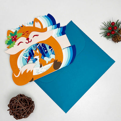 Christmas Fox – 3D Pop-Up Card SVG File for Cricut & Silhouette