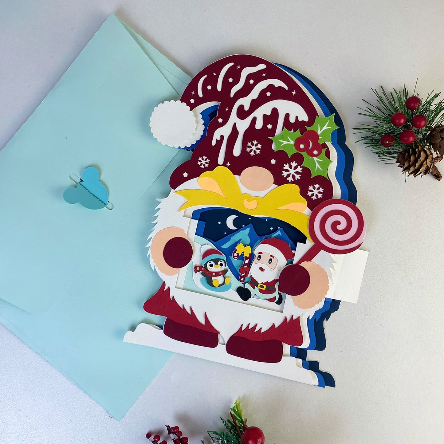 Gnome Christmas – 3D Pop-Up Card SVG File for Cricut & Silhouette