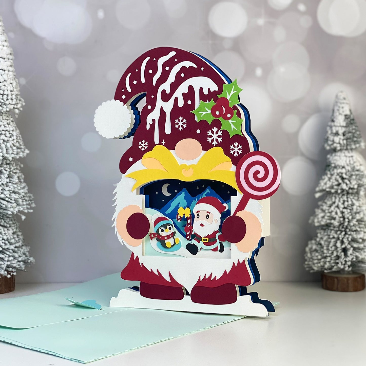 Gnome Christmas – 3D Pop-Up Card SVG File for Cricut & Silhouette