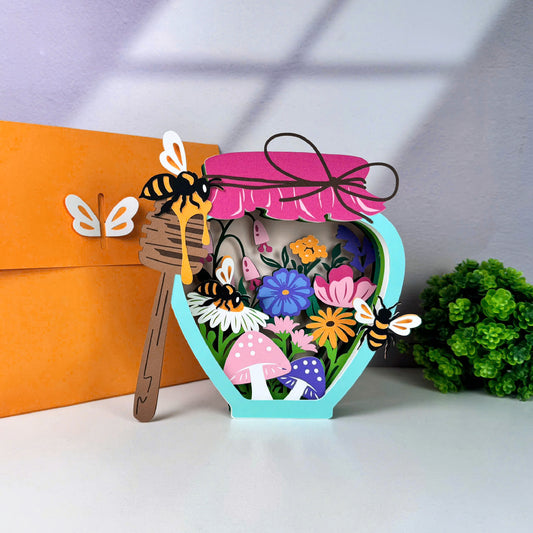 Honey Bee Jar – 3D Pop-Up Card SVG File for Cricut & Silhouette