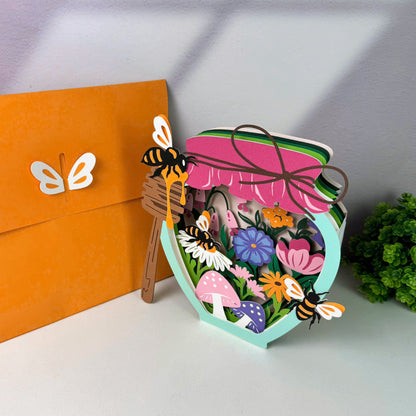 Honey Bee Jar – 3D Pop-Up Card SVG File for Cricut & Silhouette